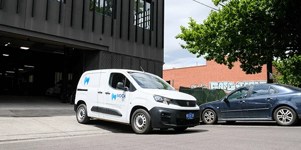 An MDCA van leaves a facility after a dental day is complete