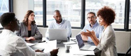 Businesspeople meeting in a boardroom