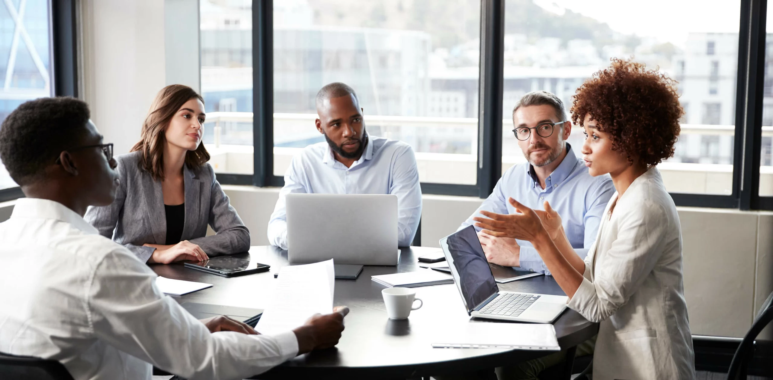 Businesspeople meeting in a boardroom